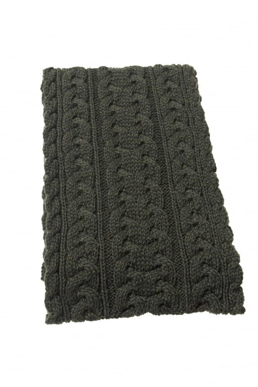 2975 Irish Cable Knitted Wool Heavyweight Scarf 10"x64" X4855-AGRE Army